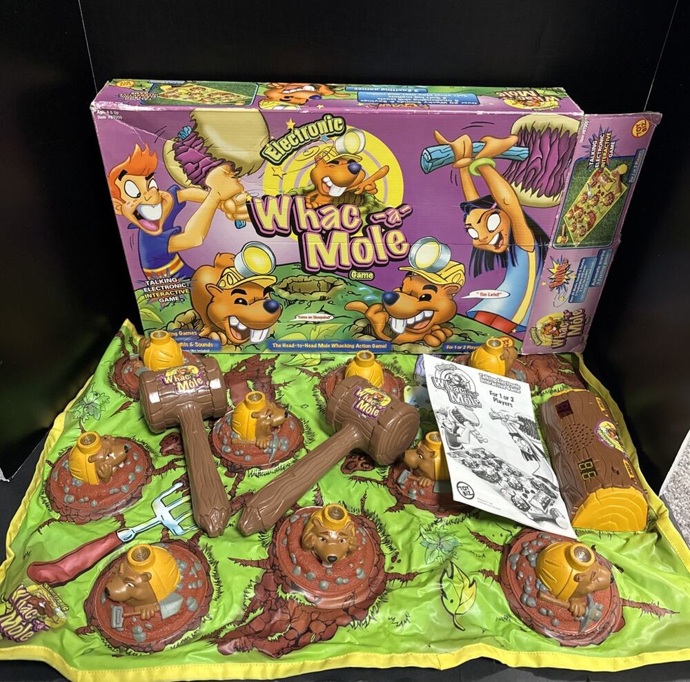 Electronic Whac-a-Mole Game 100% Complete Tested Vintage 1999 Toy Biz VIDEO